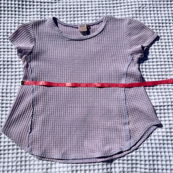 For All Seasons by Paper Crane Waffle Knit Short-Sleeve Top with Curved Hem - Picture 14 of 16